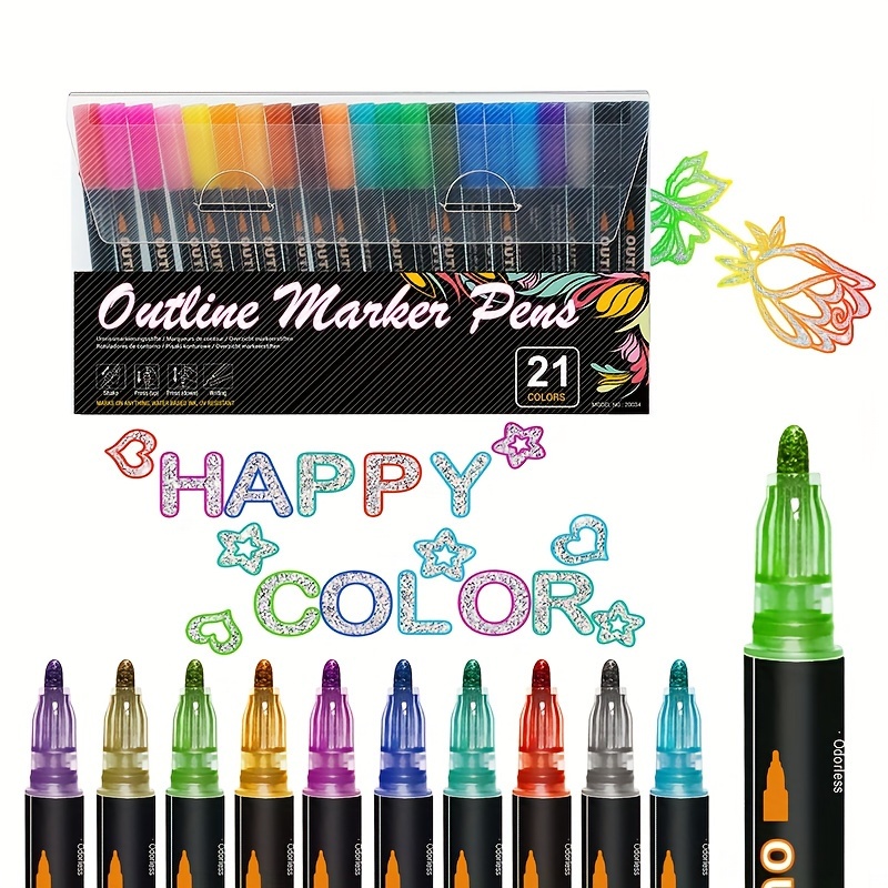 

Gromast Marker Pens, 21 Colors, 0.7mm Fine Tip, Waterproof, Permanent, Multi-surface, Ideal For Greeting Cards, Drawing, Journaling, Creative Crafting