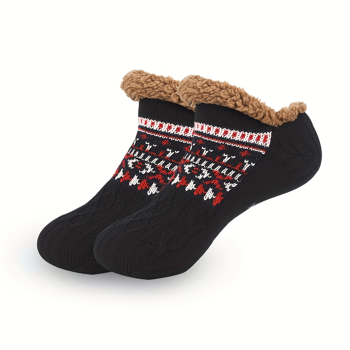 1 Pair Of Warm Indoor Non-slip -lined Floor Socks, Couple's Style, Socks, Non-slip Floor Socks