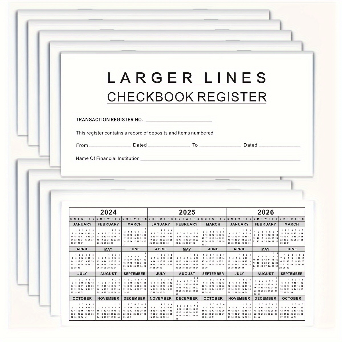 

6/10pcs New Year Larger Lines Checkbook Registers, For Personal Checkbook, 2024 2025 2026, Deposit, Credit, Bank Account Balance Checkbook Ledger Transaction Registers, Easy To Read For Poor Vision