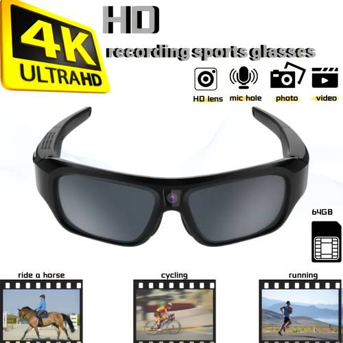 4k smart video glasses portable camera bike dashcam 2 hour video recording time bike surveillance sports suitable for motorcycles cars and fishing 64gb memory card
