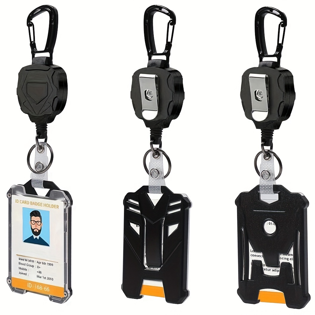 

1pc Super Cool Retractable Heavy Duty Badge Reels With Id Badge Holder Tactical Id Card Holder Vertical Id Holder With Carabiner Keychain Badge Reel
