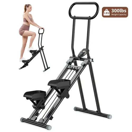 stair stepper folding vertical cardio exercise climber for exercise at home full body workout machine with handlebar 300lbs load with adjustable step range handlebar pedals without battery