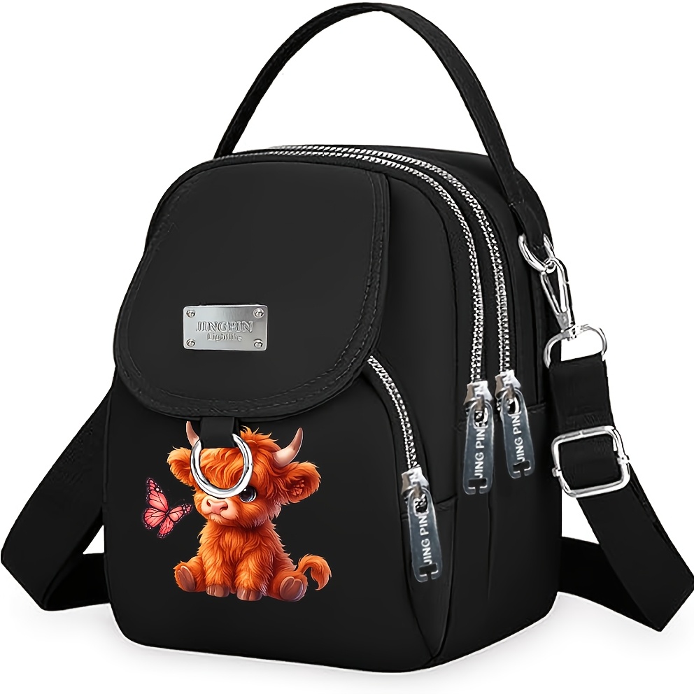 TEMU 1 sac à bandoulière pour femme avec motif animalier et floral , bandoulière amovible, poche , sac à bandoulière léger et durable, petit sac à