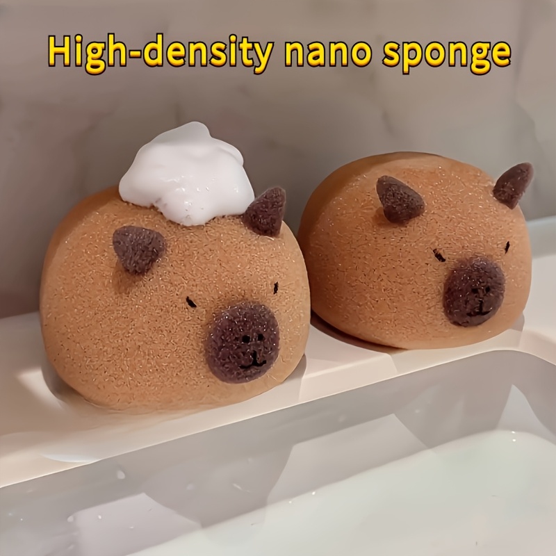 Capybara-Shaped Bath Sponge, Soft High-Density Nano Sponge