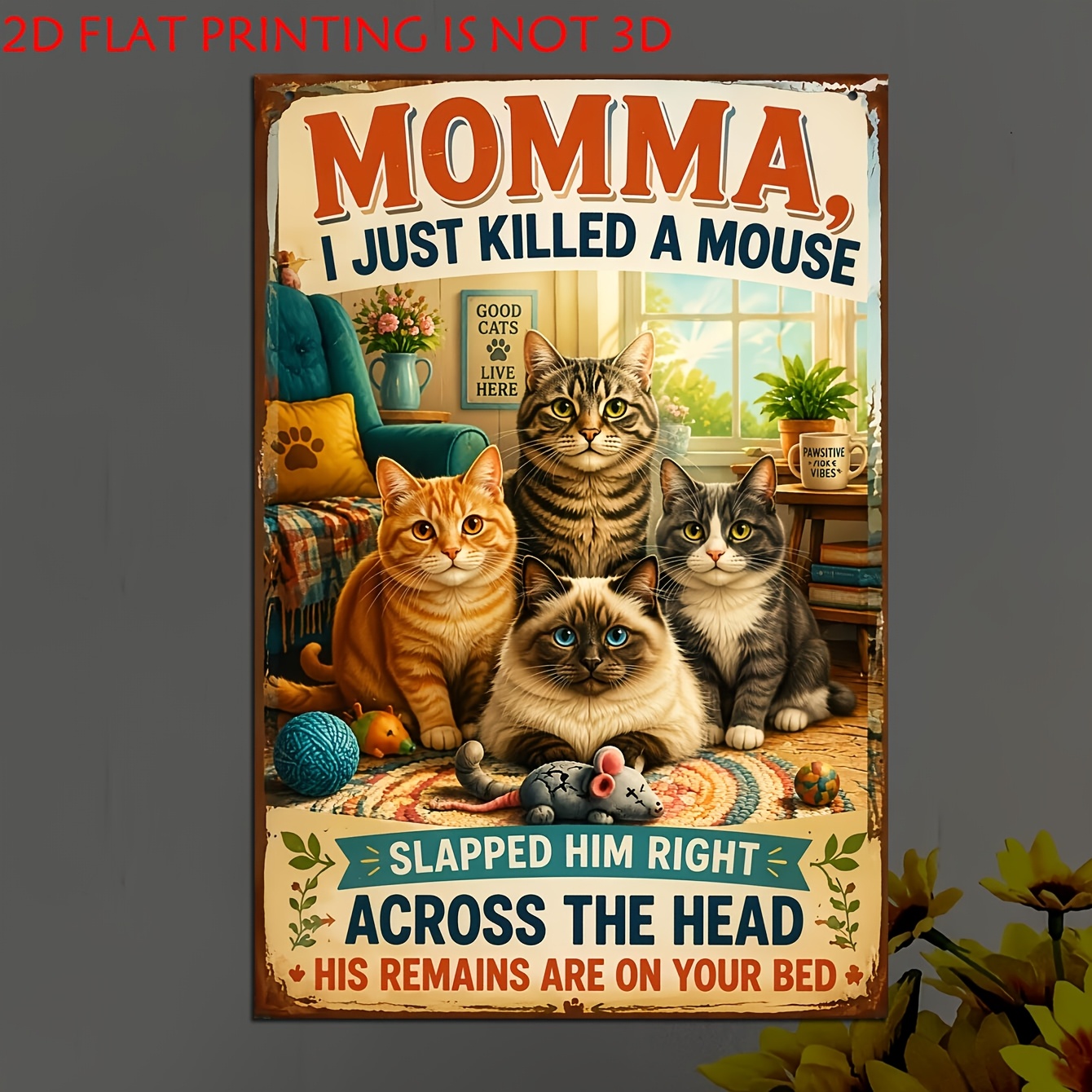 TEMU 2d Flat, 1pc Wooden Decorative Sign & Plaque, I Just A Mouse Cat Wall Sign, Funny Cat Sign, Pet Wall Art For Cat Lover Home, Suitable For Room,