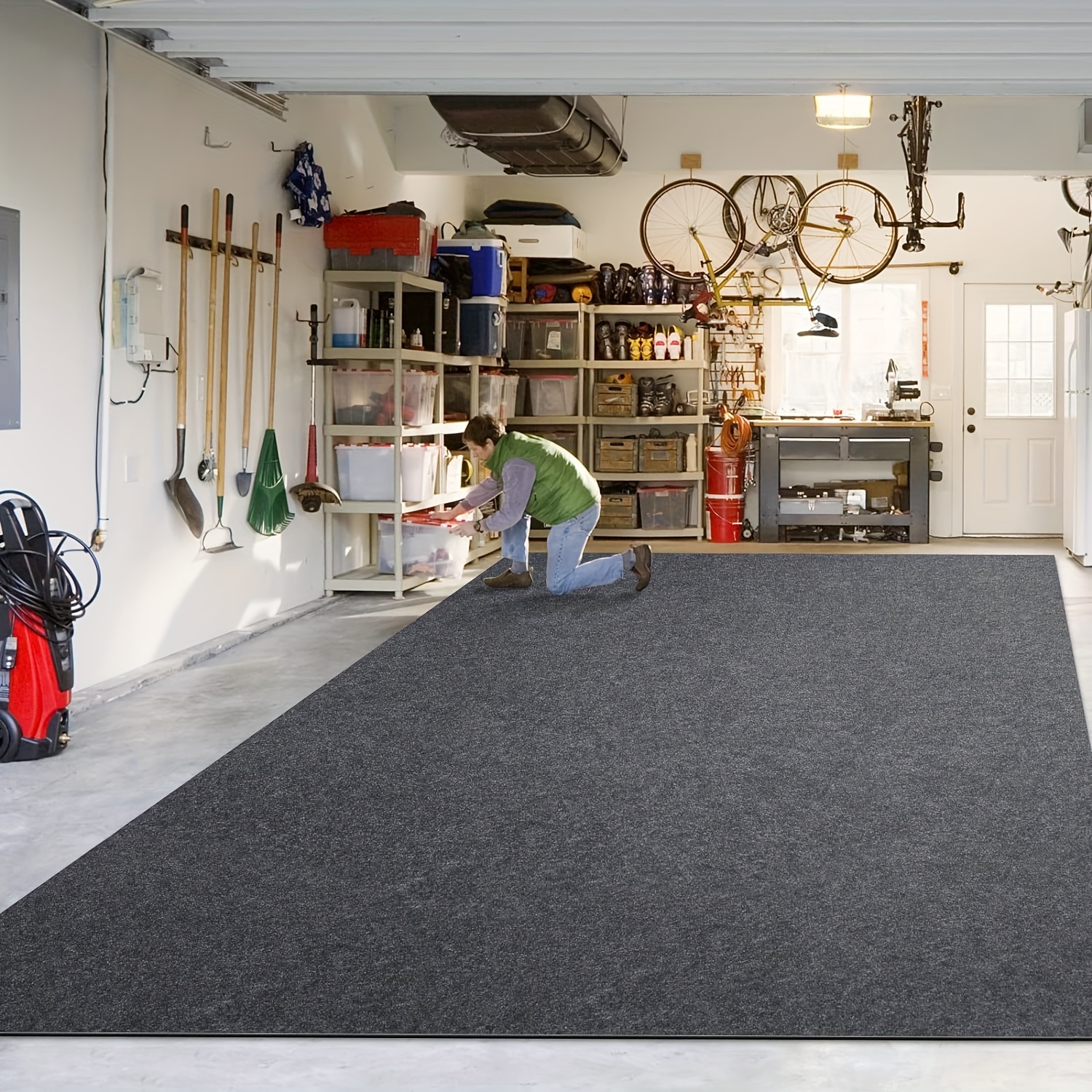 Garage Floor Mat 91.5 * 122cm/91.5 * 91.5cm/91.5 * 183cm/2.0 * 2.6m/2.23 * 5.2m, Mechanic Pad - Protects Floor From , , And Stains | Washable, Cut To Size, Non Slip Floor Mat