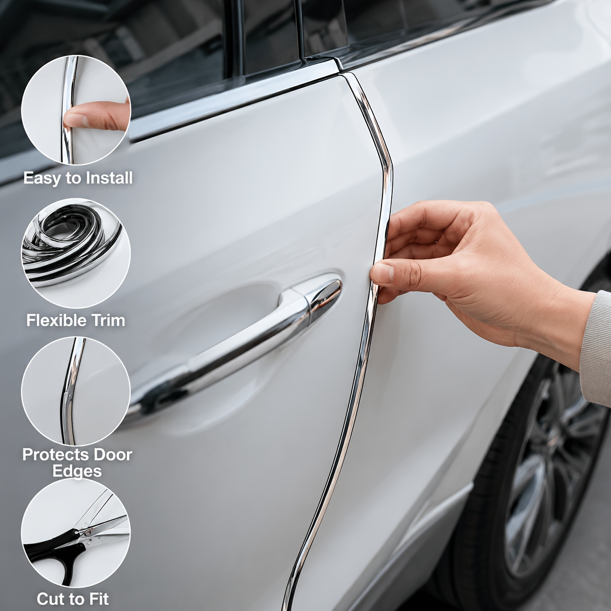 TEMU Bande de protection anti-rayures et anti-collision pour voiture, bande de bord flexible de U, protection anti-choc pour bord de porte, tampon