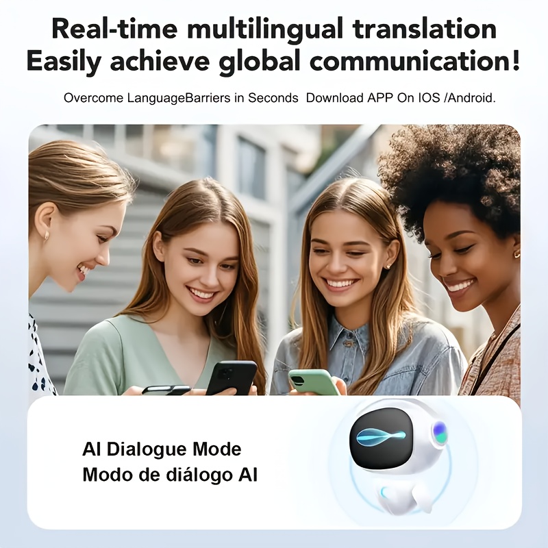 2025 AI Real-Time Translation Earbuds | 144 Languages Support, LED Power Display, Type-C Charging, Touch Control, Voice Noise Cancellation & Open Ear Design |Compatible with All Smartphones for Meetings Sports Travel Gaming - Sleek Gift-Ready Design