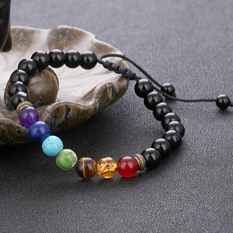 1pc     bracelet, adjustable stretch lava rock beads, natural  , tribal  , balance   jewelry for daily & party occasions details 5