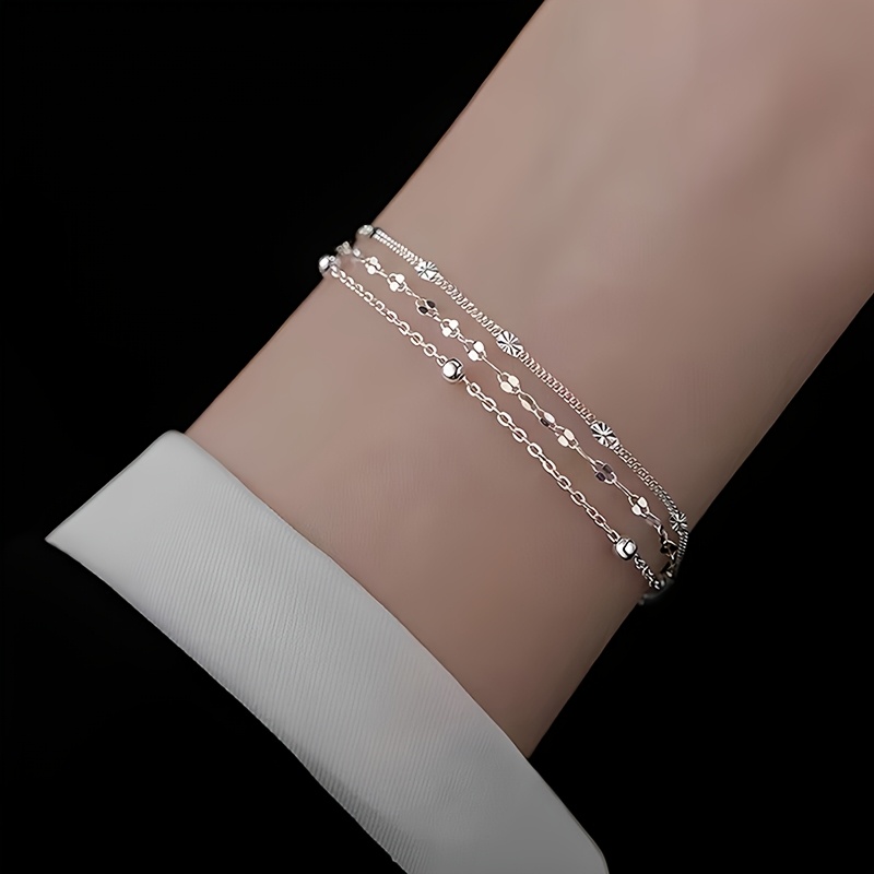 TEMU Pulsera de cadena de para mujer, diseño único, estilo de lujo a , para trayectos diarios, citas, joyería de simple, versátil y