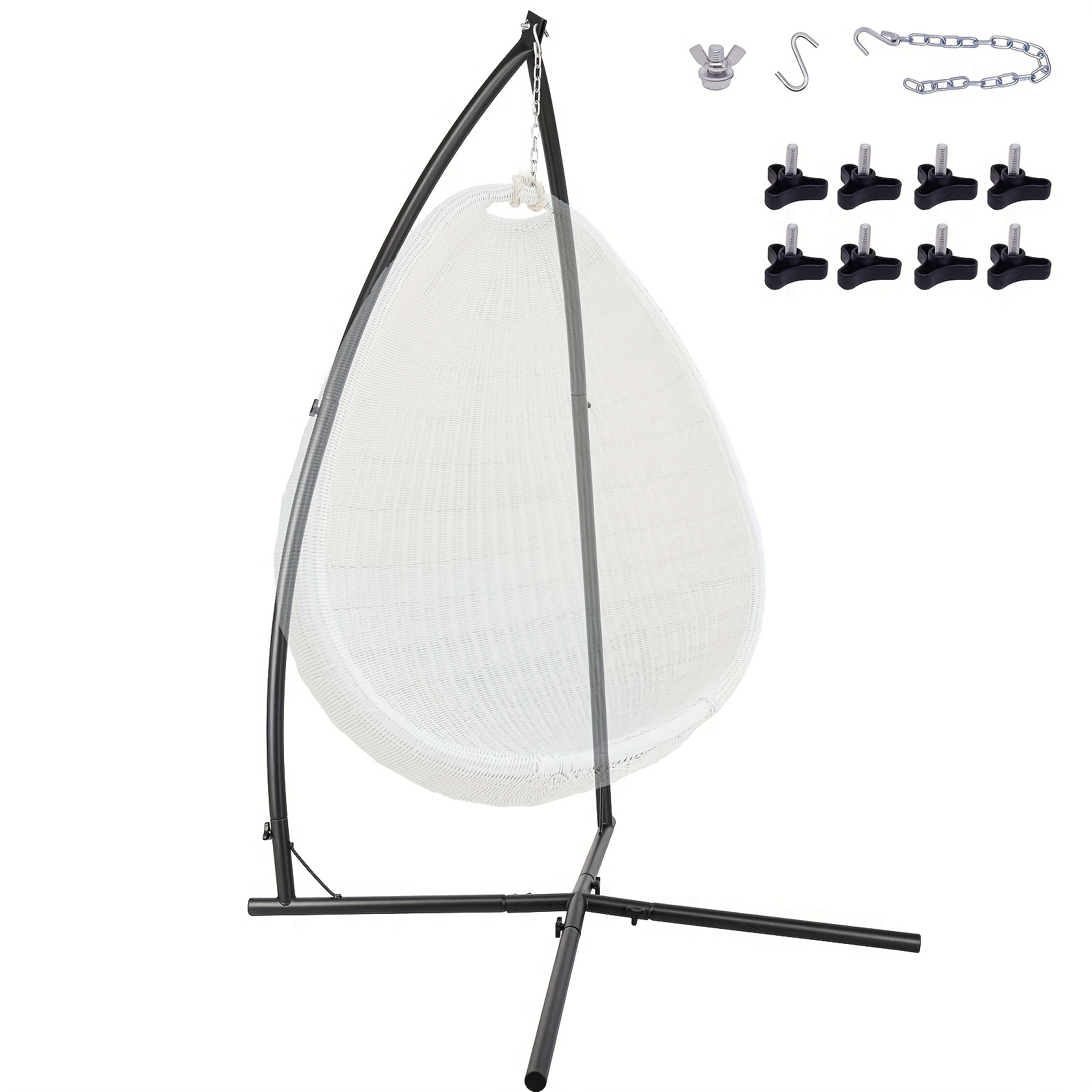 TEMU Hammock Stand - Heavy Duty Black Metal Hammock Chair Stand - Indoor/outdoor Hanging Rack With 360° Rotation, Adjustable Height, Sturdy Coated ,