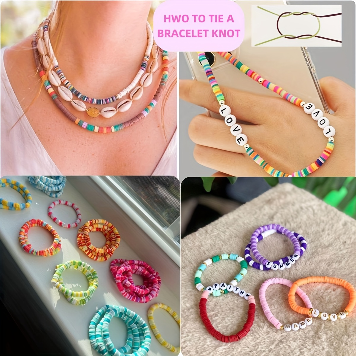 15 strands clay beads elastic beads diy Temu Mauritius