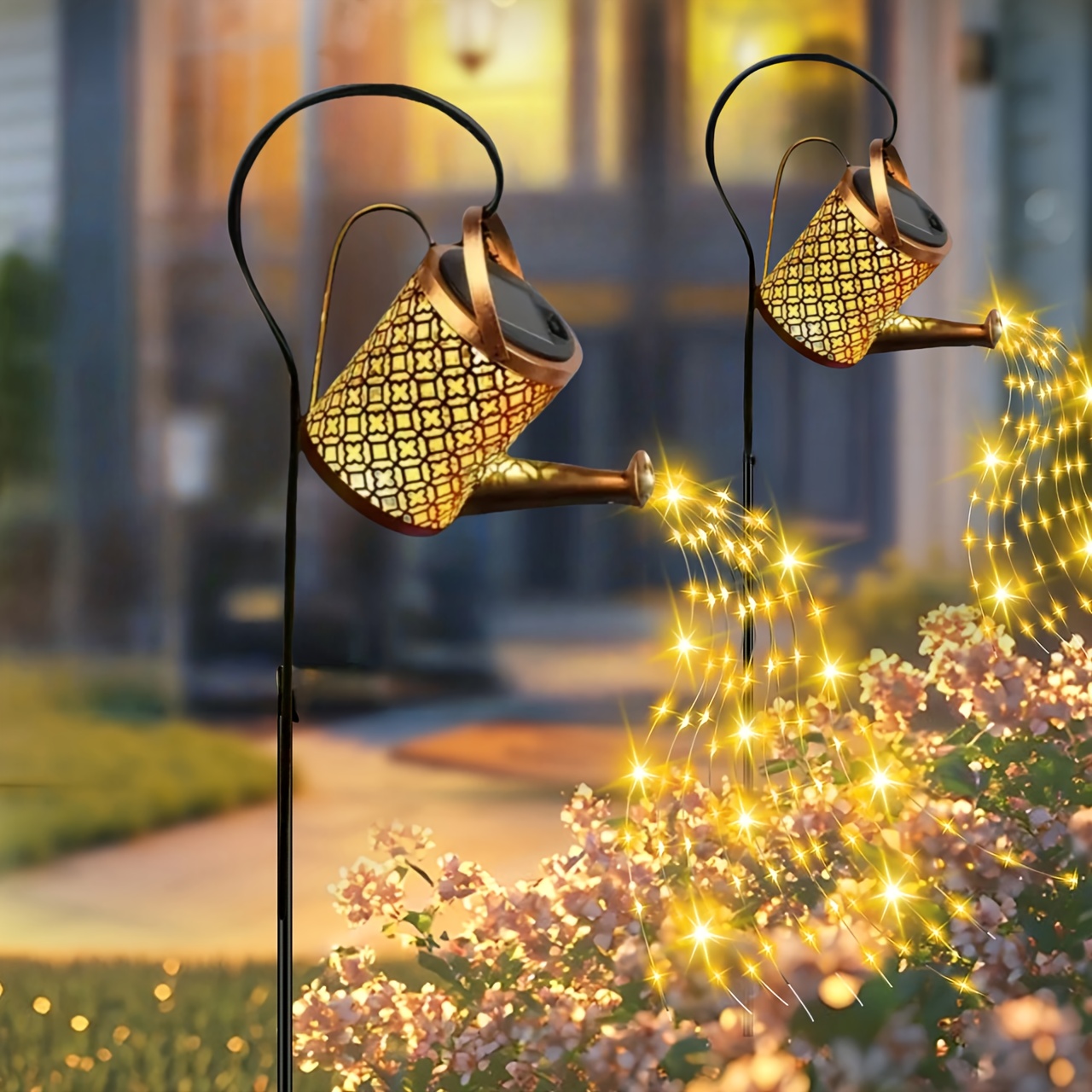 Image of Solar Outdoor Decorative Lights, Metal Solar Watering Can Lights, Small Hanging Solar Garden Decorative Courtyard Lights & Outdoor Lawn Lights Perfect Birthday Gifts For Moms, Grandmas & Ladies, Ip44