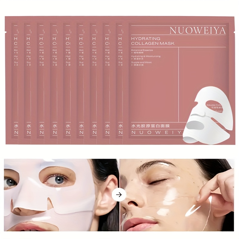 Image of 10pcs Nicor Bio Collagen Hydrating Face Masks Suitable For Skin Types, Paraben-free Low-allergy Collagen Sheet Masks With Niacinamide & Hyaluronic Acid, Moisturizing For Skin, Hydration & Glow, For &