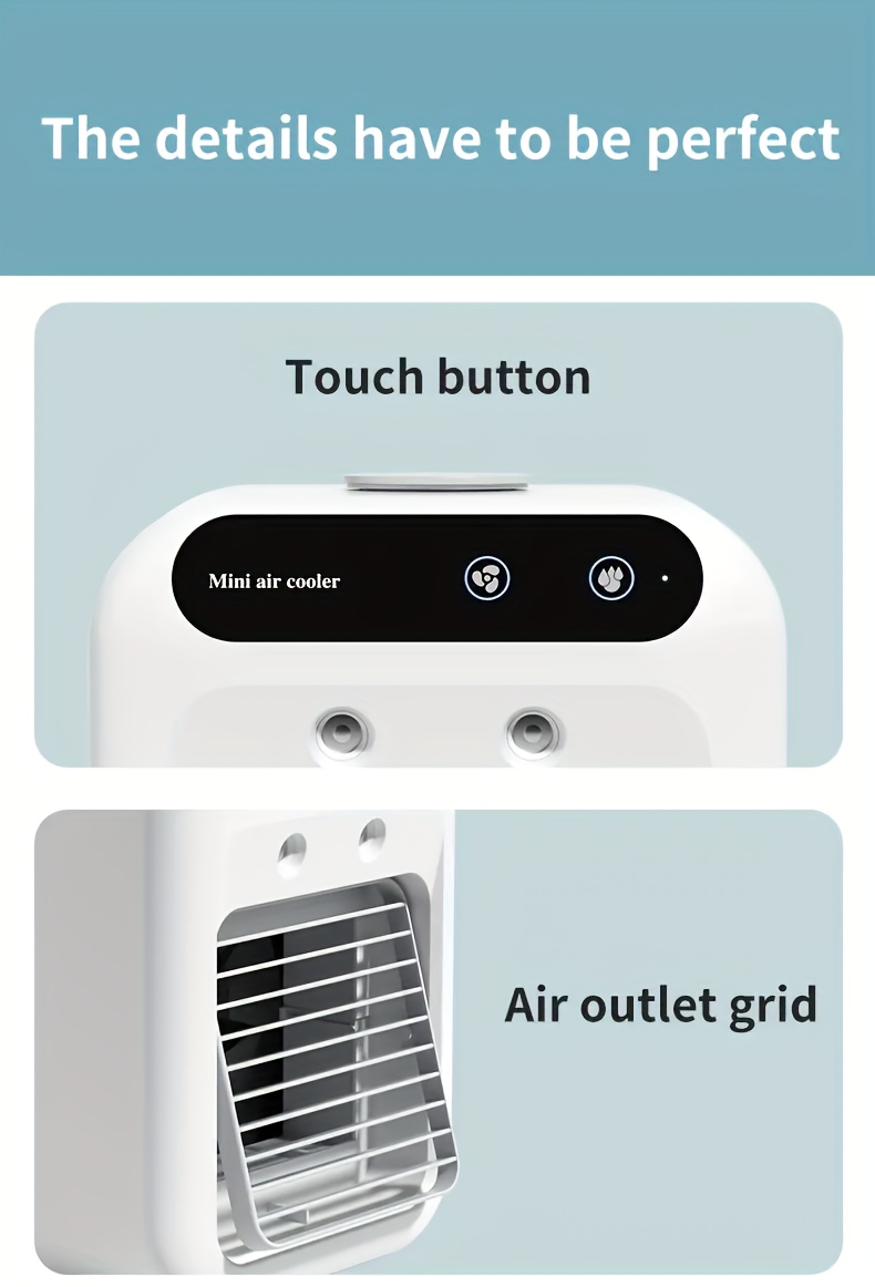 USB Rechargeable Mini Air Conditioner Fan - Portable Desk Cooling Device with Lithium Battery, Wireless, And USB Charging for Home, Office, Or Dormitory Use, Cooling Device