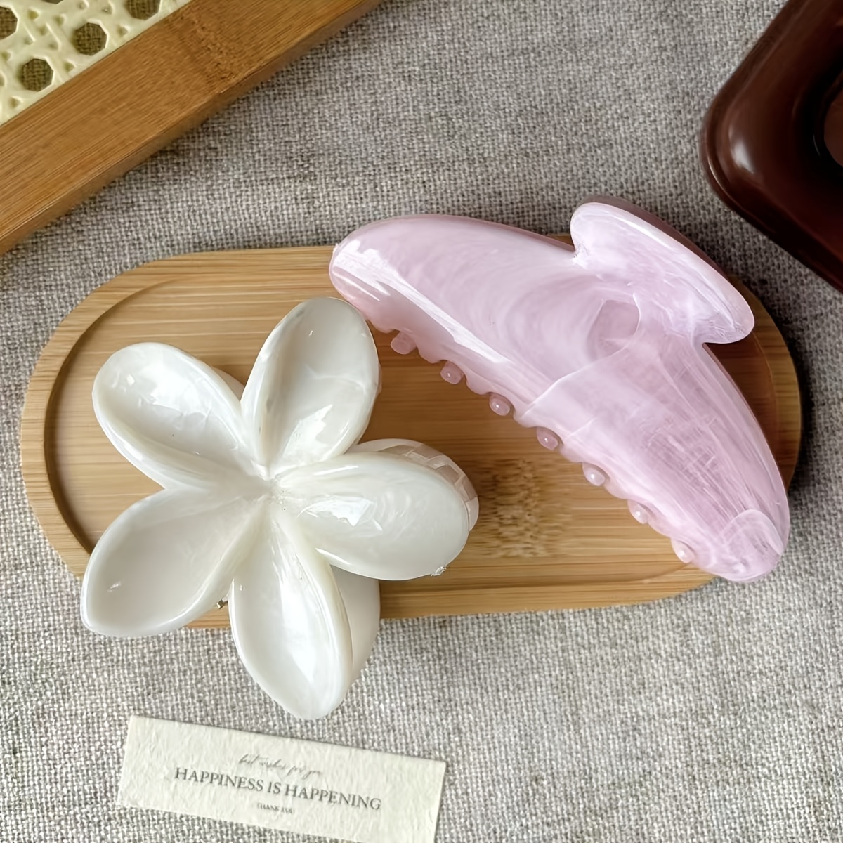 TEMU 2pcs Acrylic Smudge Sweet Ins-style Claw Clips, Back-of-head Updo Three-dimensional Hair Clips, Fashionable And Elegant Floral Hair Accessories,