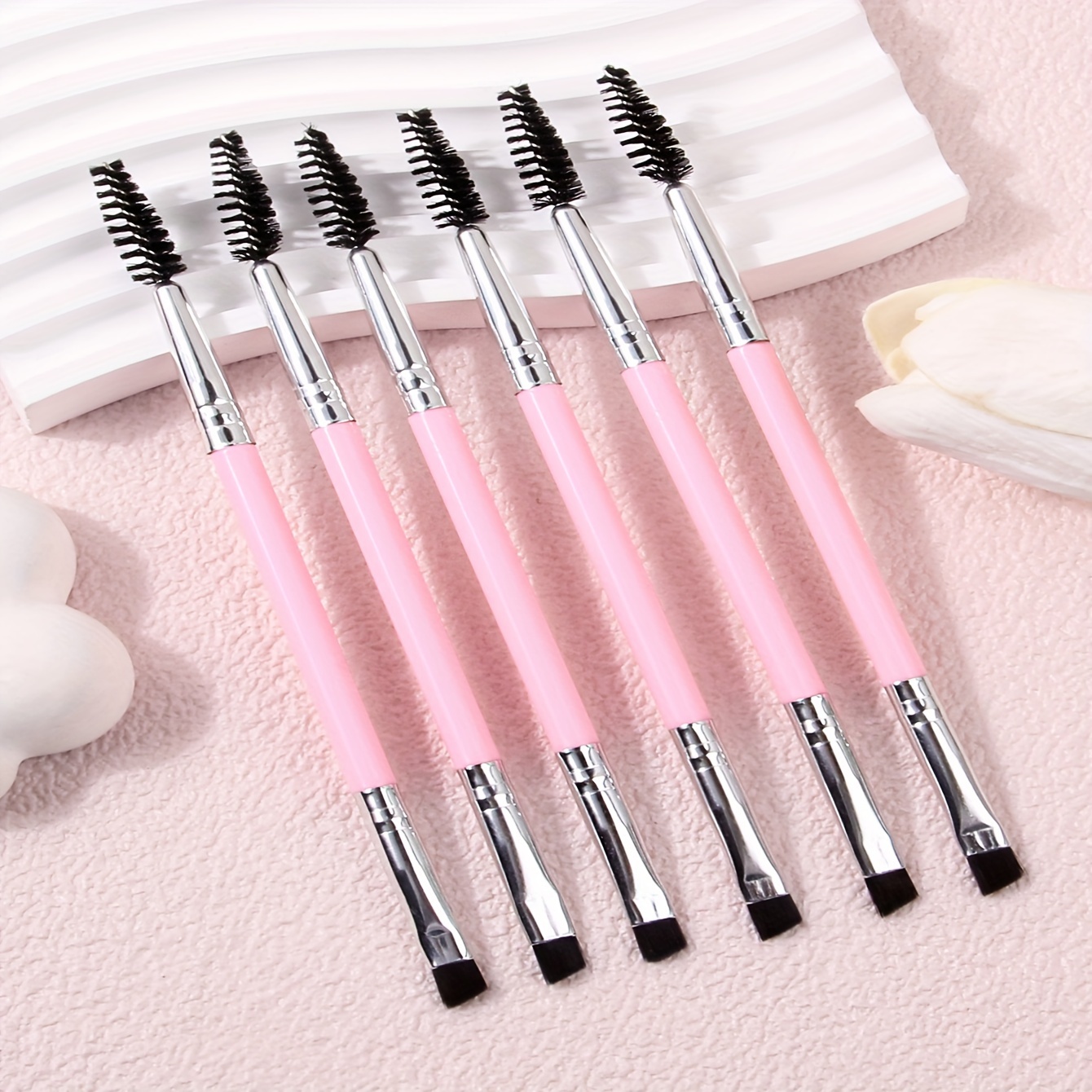 

6pcs Grande Version Pinceau à à Paupières et Cils Manche en Plastique Double Tête Pinceau à Cils Peigne à Sourcils Pinceau à Eyeliner Outils de Beauté