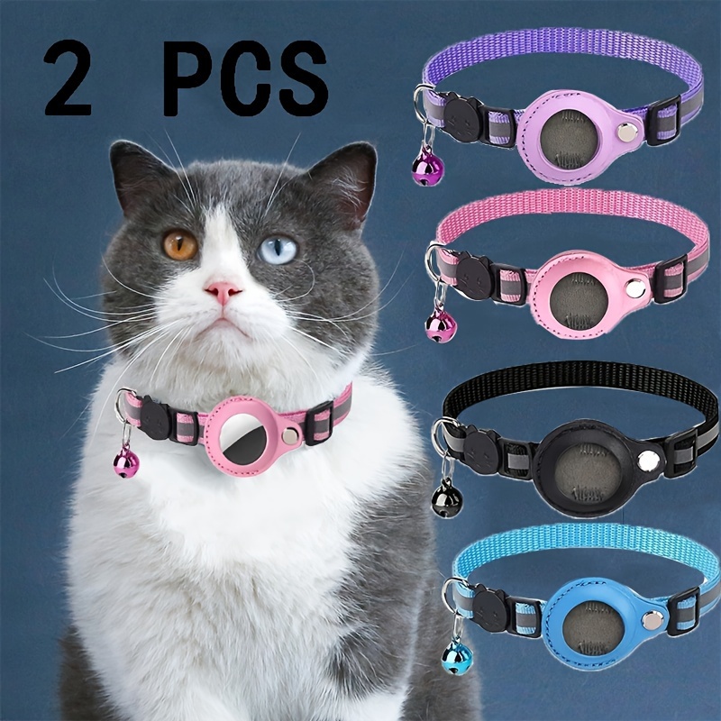  FEEYAR - Collar para gatos AirTag mejorado, collar de gato con  GPS integrado con soporte para AirTag y campana [negro], banda elástica de  seguridad, collares de gato para niñas, niños, gatos