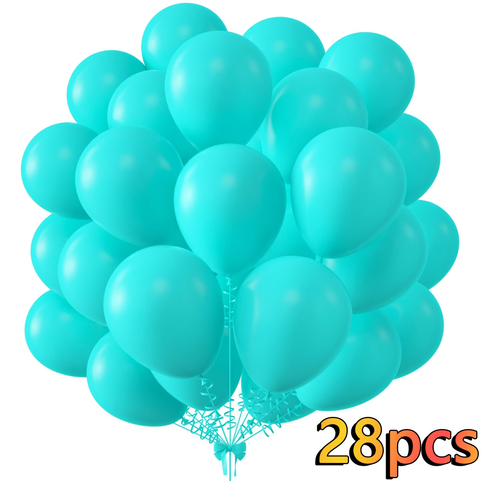 TEMU 28pcs Teal Balloons Latex Party Balloons, 10inch Round Teal Blue Turquoise Balloons, For Wedding , Graduation, Birthday , Engagements, Bridal