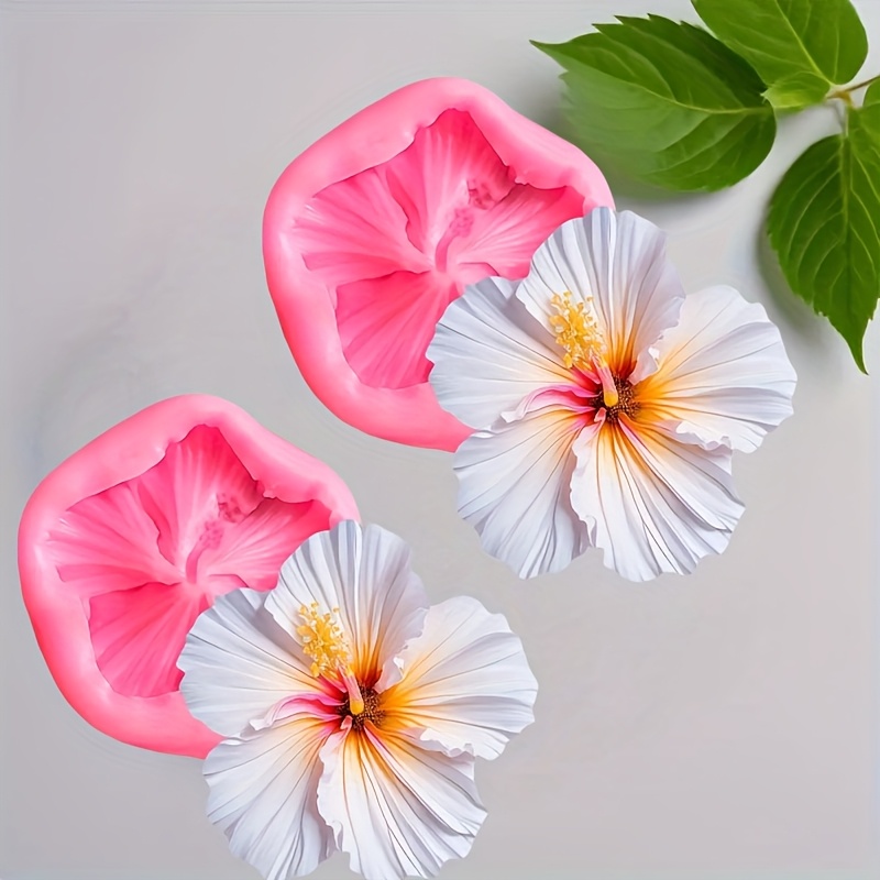 TEMU 2pcs Hibiscus Flower Candle Molds For Resin Casting, Aromatherapy, Plaster And Clay Crafts - Intricate , Reusable Flexible Diy Mold For Jewelry