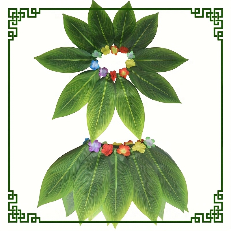 Image of Hawaiian Grass Skirt Dance Skirt, Simulated Leaf Grass Skirt Leaf Skirt, Beach Party Decoration Skirt