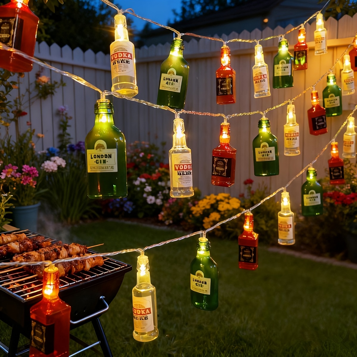 bottle shaped string lights 1 5  leds battery powered warm light   camping ambiance light tropical style decor party decoration bar decor prom decoration holiday decoration aa battery not included