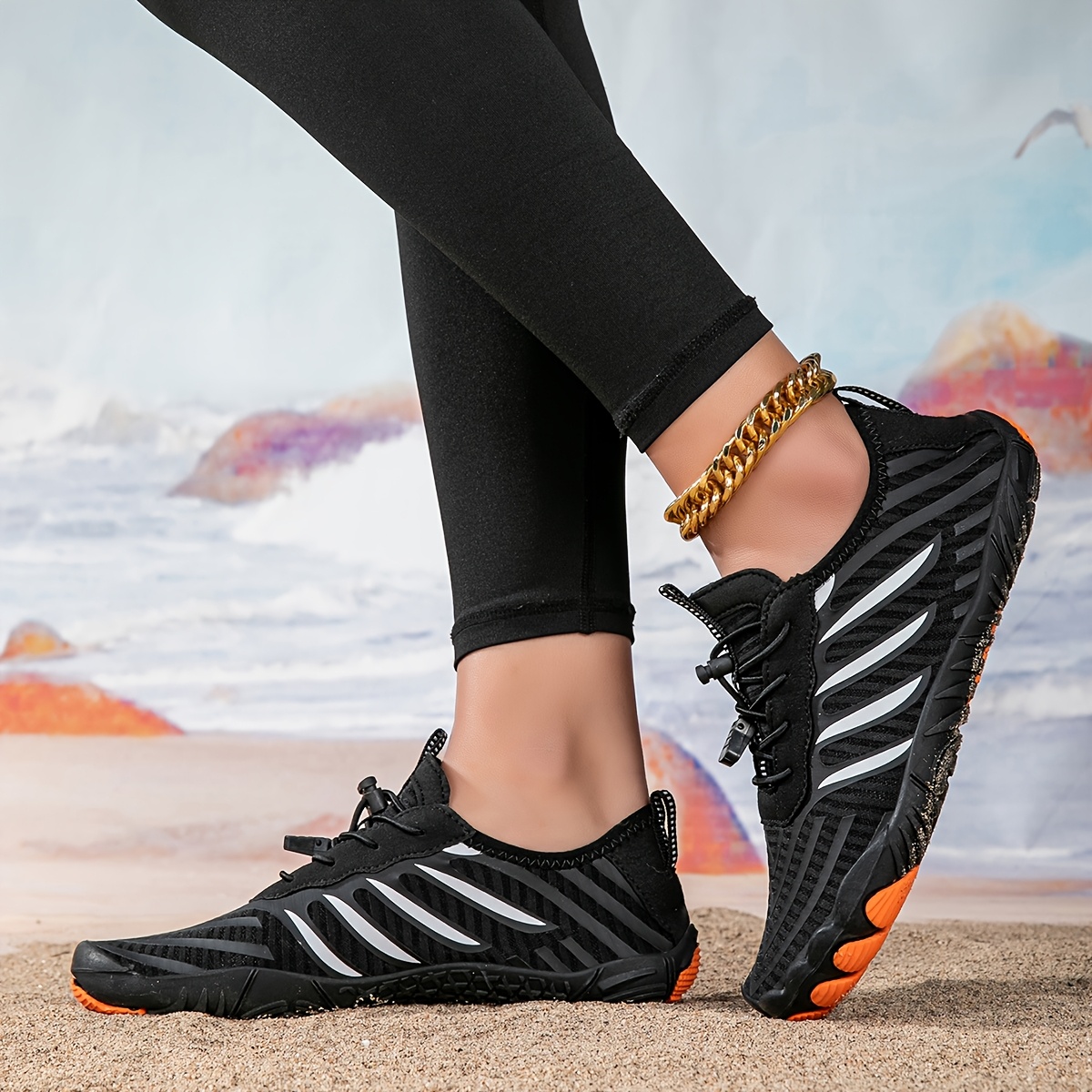 adidas gazelle silver green womens Aqua Shoes for Women Men Barefoot Water Shoes Anti-Slip Quick-Drying Outdoor Beach Upstream Wading Swimming Shoe Sneakers Unisex 8801-Black / 41