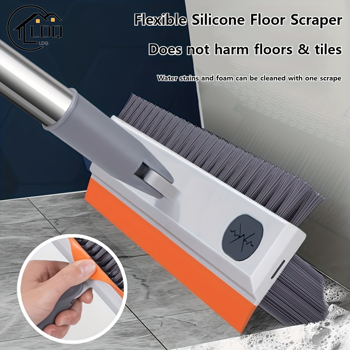 

Ldq Extendable Floor Scrubber With Integrated Liquid Dispenser - Stainless Steel Handle, Ideal For Tile & Bathroom Cleaning