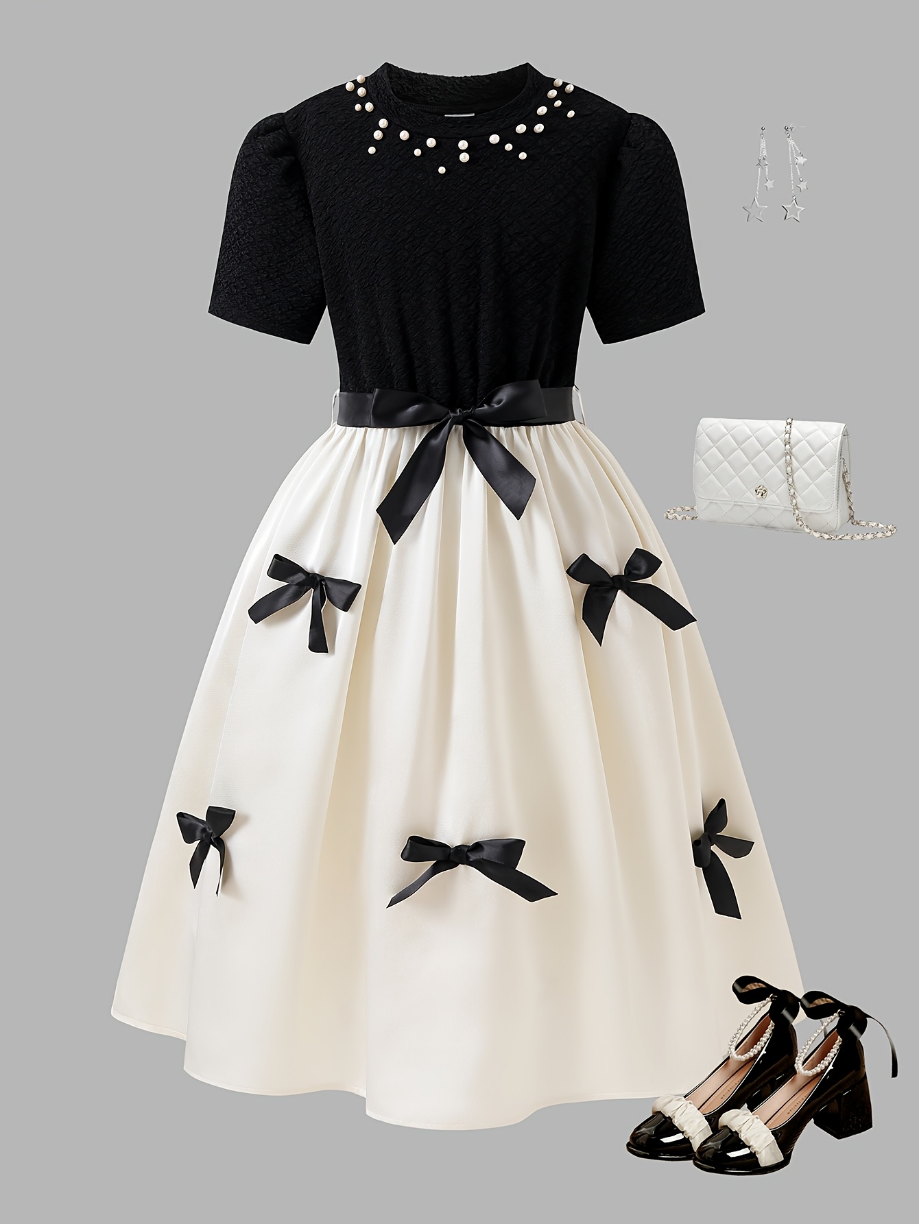 black white dress girls sold on Temu United States