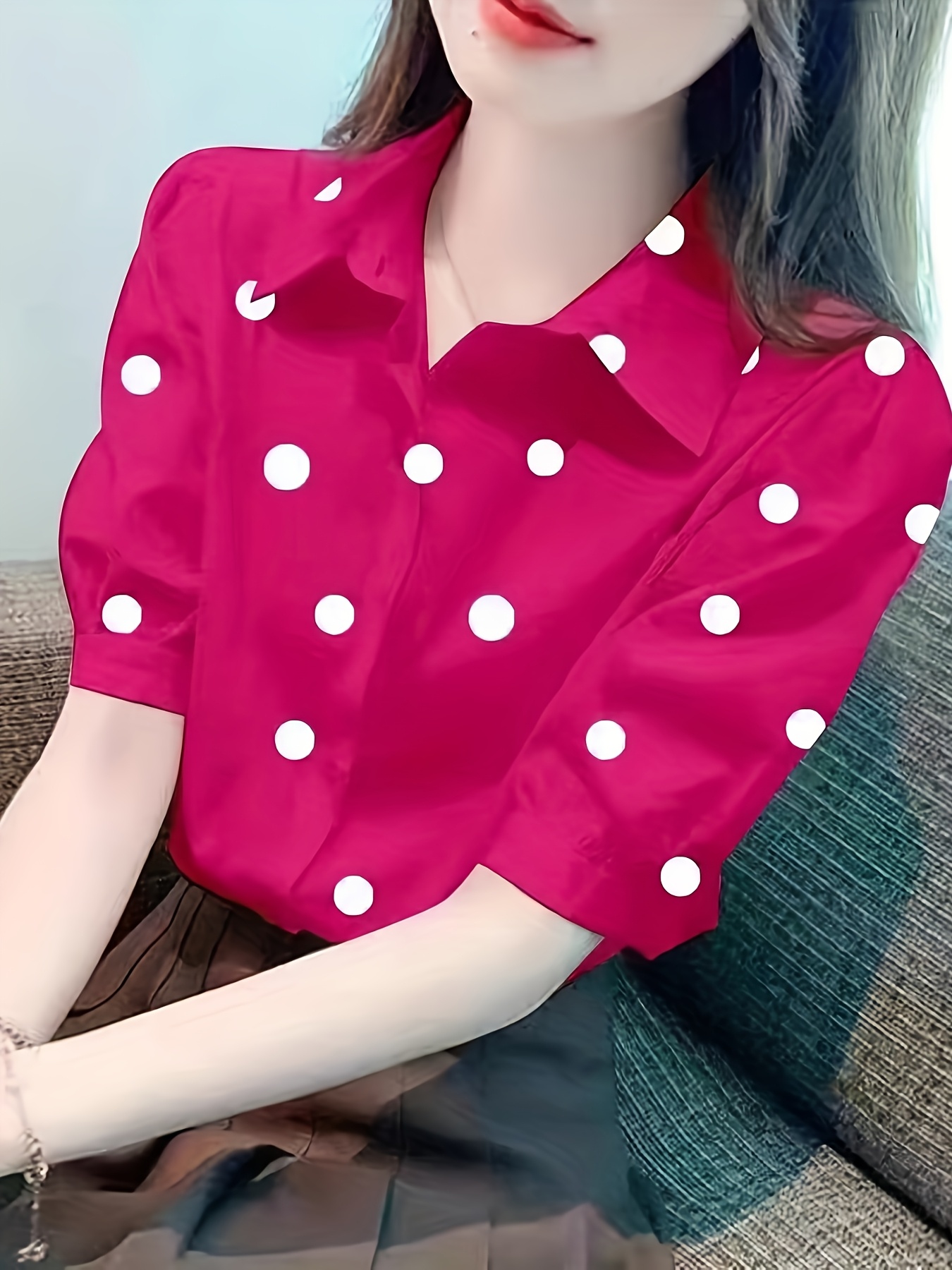 polka dot blouse for women sold on Temu Australia