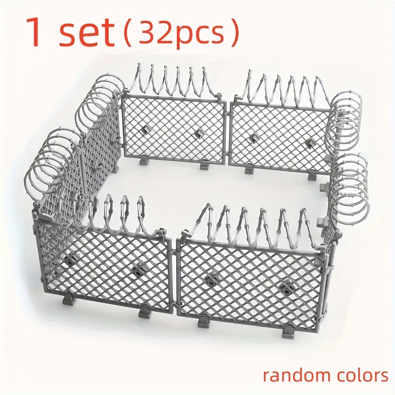 Image of 1 Set Of 32pcs, Military Building Set, Diy Prison Fence With Detachable Fence Accessories, Suitable For Building Models To And Brain Skills, No Electricity Required, Colors Random