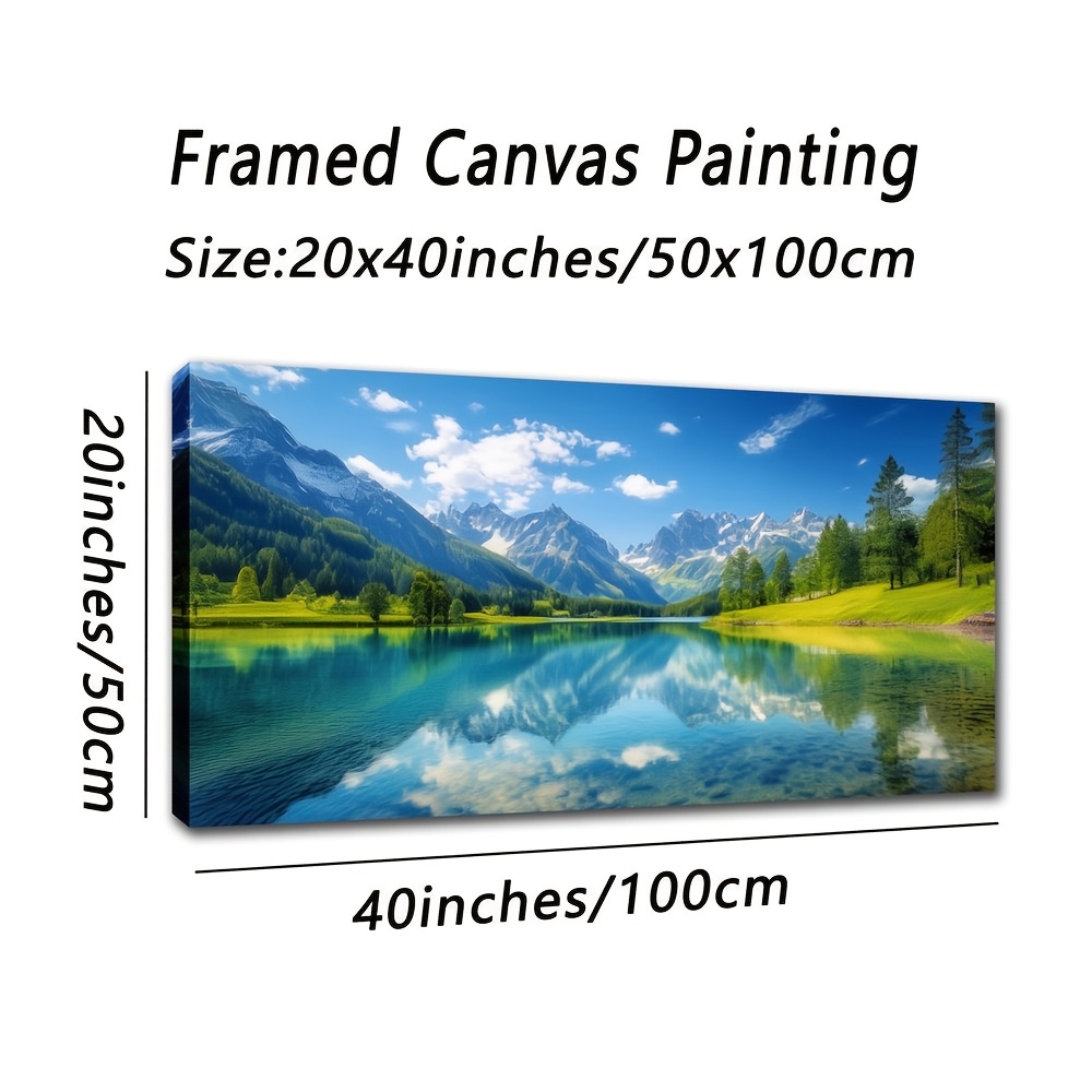 TEMU 1pc Large Size 20x40 Inches Art Deco Canvas , Classic Minimalist Landscape Print, Fir Wood Framed, Indoor Wall Hanging Decor For Living Room,