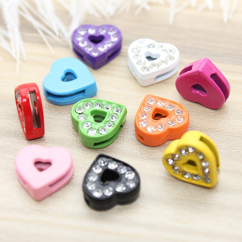 

10pcs Vibrant 8mm Heart, Flower & Star Charms - Pendants For Diy Pet Collars, Wristbands, Alloy Jewelry Making Accessories, Plain, Painting, Strip