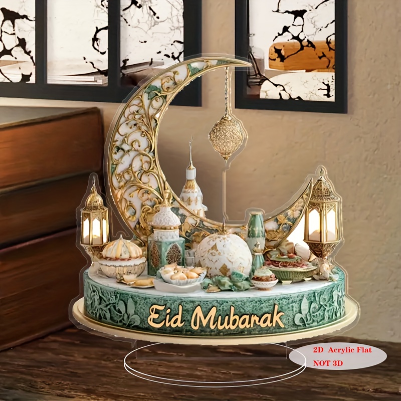 

1pc Boho Style 2d Acrylic Tabletop Decoration, 8.27/7.87 Inches, Multipurpose Ramadan Display For Home, Office & Window, Ideal For Parties & Table Decor, Unique Holiday Gift, No Electricity Needed