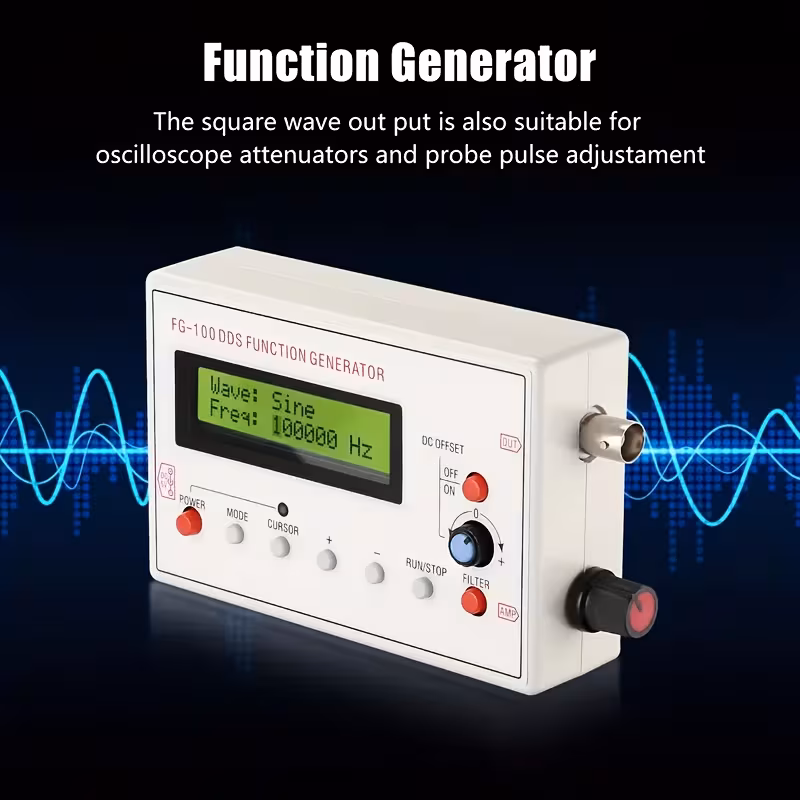 fg 100 dds generator with frequency counter 1hz to 500khz sine square sawtooth usb powered portable design for electronics testing source module Product details 5