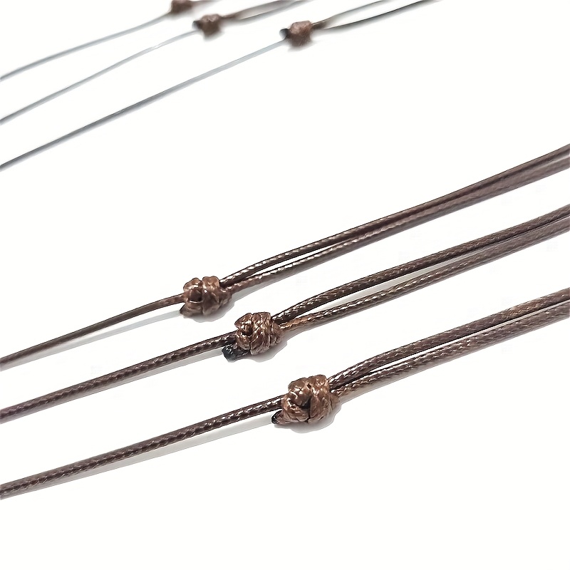 10pcs Adjustable Brown Wax Rope Necklaces, Versatile Gift