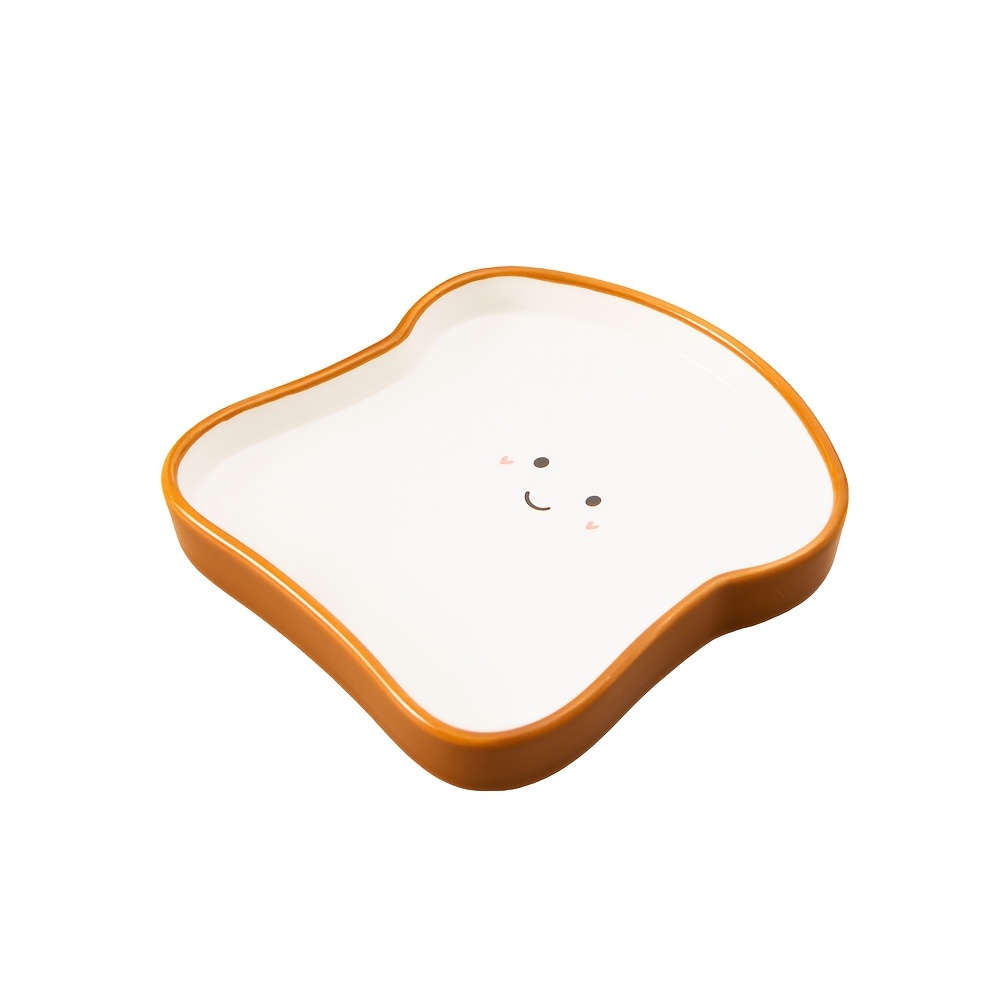 Image of 1pc Ceramic Dessert Plate, Adorable Toast Face Kitchen Countertop Dish, Used As A Spoon Rest, Jewelry Tray, Farmhouse Bar Coffee Bar Decoration, Perfect Gift For Coffee Enthusiasts
