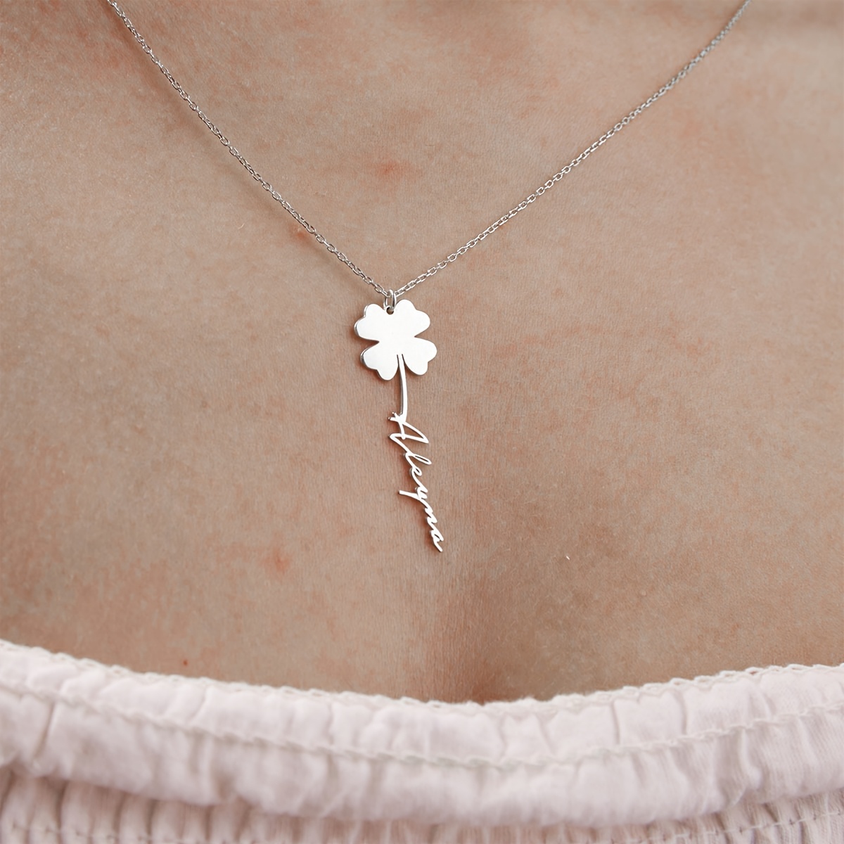Personalized Birth Flower Pendant Necklace, 18K Gold-Plated