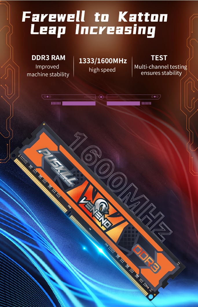 PUSKILL 16GB Kit (2x8GB)/8GB/4GB DDR3 RAM, 1600MHz, 1.5V DIMM Desktop Memory Module - High Performance, Low Power Consumption, Professional Grade Storage for Modern Computers, Speed upgrade Unleash potential. Substantial increase speed| Compatible