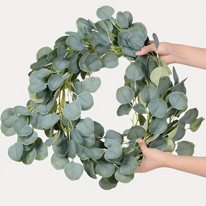 Image of 1pc Lifelike Eucalyptus Garland - Greenery Vine For Wedding Decor, Wall Hanging, Outdoor & Home Accent