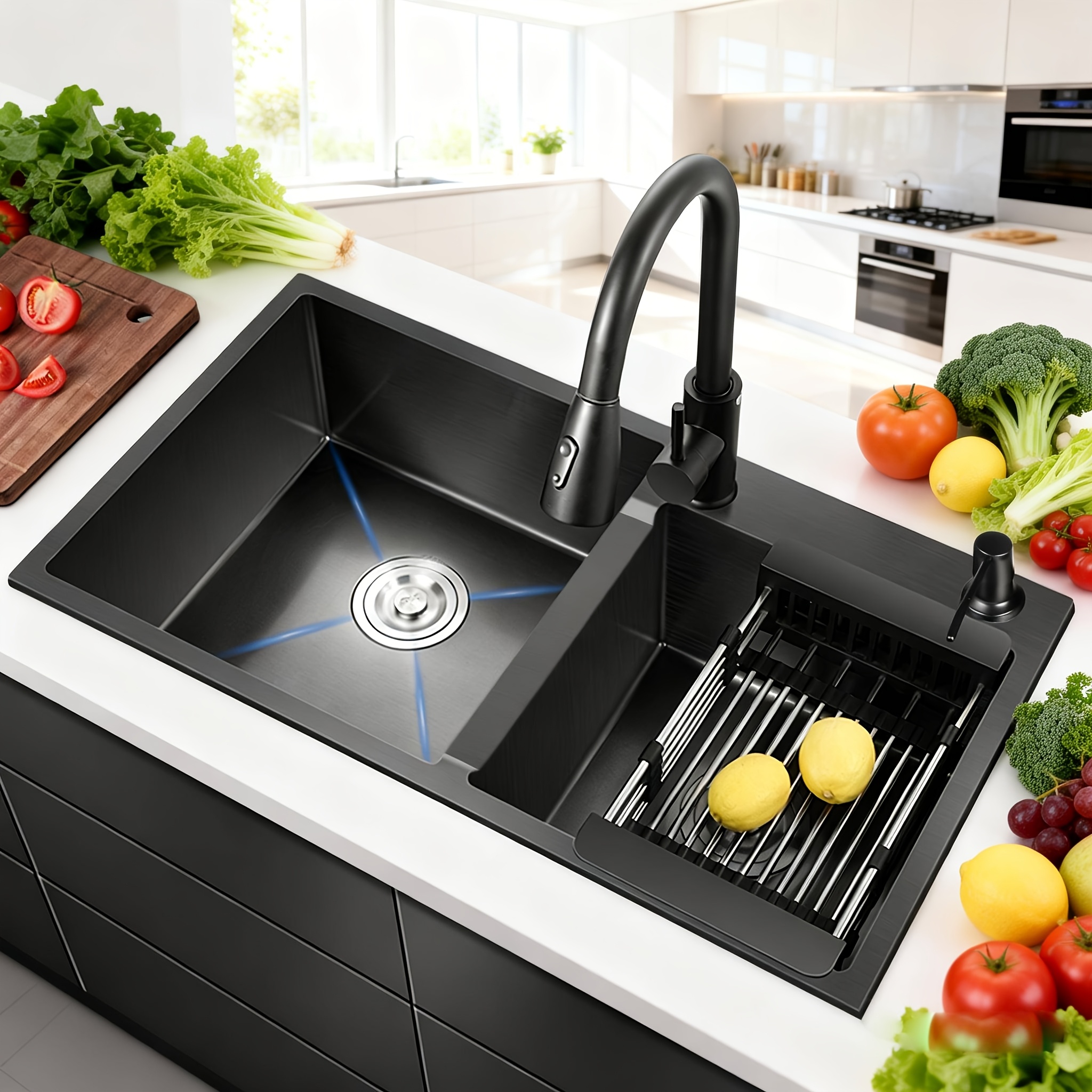 kitchen sink kitchen dishwashing sink stainless steel kitchen double sink set vegetable dishwashing basin w sewer pipe drain basket
