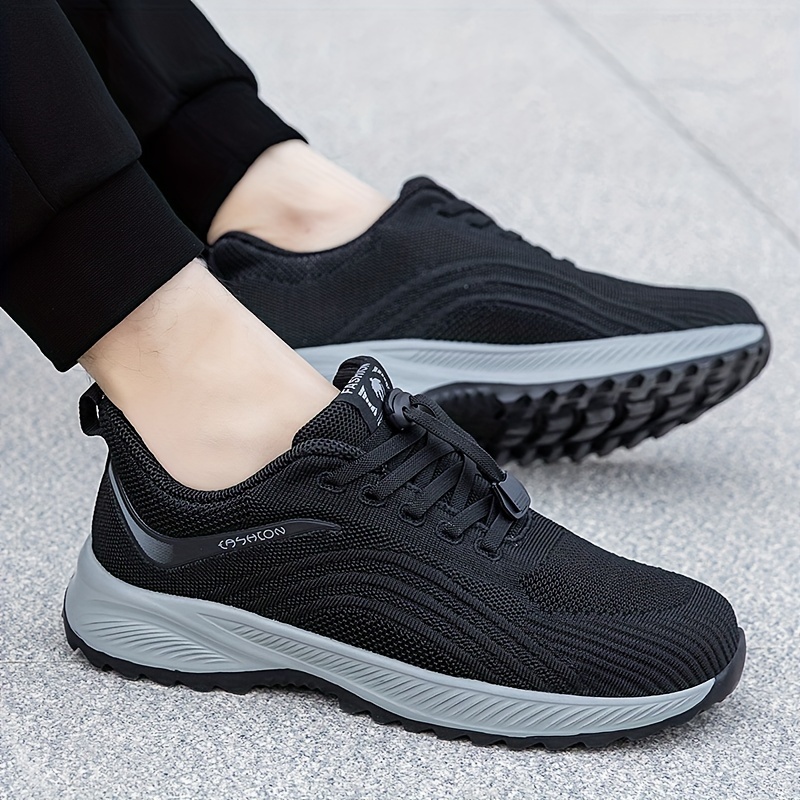 Zapatos deportivos transpirables de rayas sólidas para hombre, de corte  con ajustable, antideslizantes y cómodos para correr, senderismo