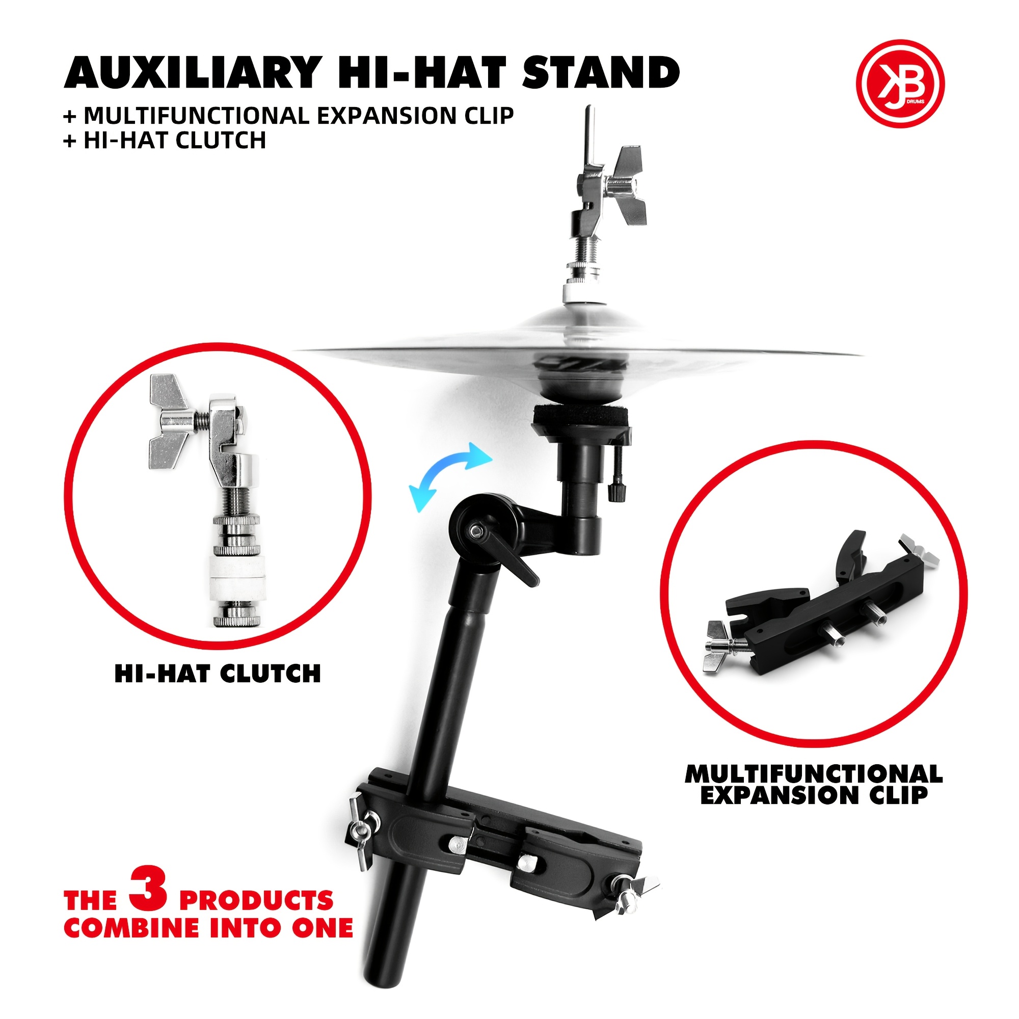 

Jbk Adjustable Stand Arm With Clutch - Space-saving Drum Kit Mount For Auxiliary Cymbals, & Rotatable Design, Black Aluminum Alloy