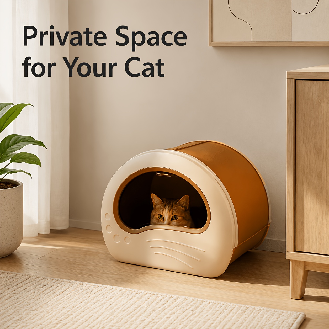 Odor Suitable For Cat Litter Box: Oval Closed Anti-odor Litter Box With Scoop, Abs Material, Lid & Easy-clean, Durable For Multi-cat Households, Hygienic Waste Containment System