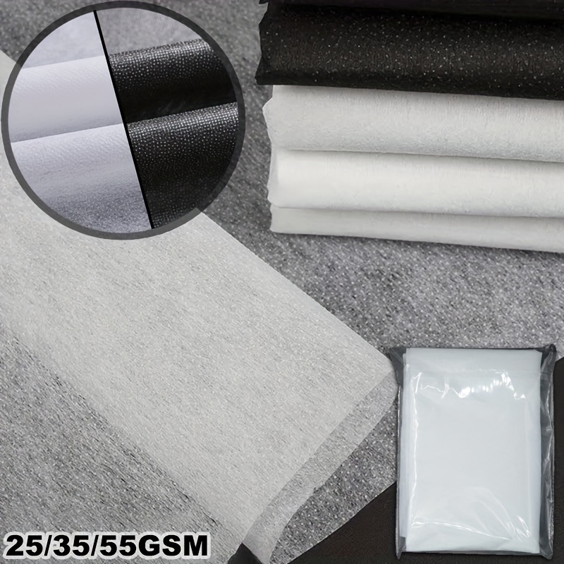 

Interfacing Thermocollante Polyvalente - Tissu Non Tissé Adhésif Simple Face pour Loisirs Créatifs DIY, Sacs à Main & Sacs - , Noir/Blanc, Options de Poids Léger à Lourd