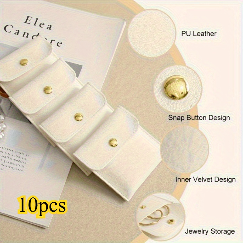 Image of Set Of 10 Small Jewelry Pouches Featuring A Snap Closure; Ideal For Storing Luxury Earrings, Necklaces, Bracelets, And Rings - Great As A Gift Bag