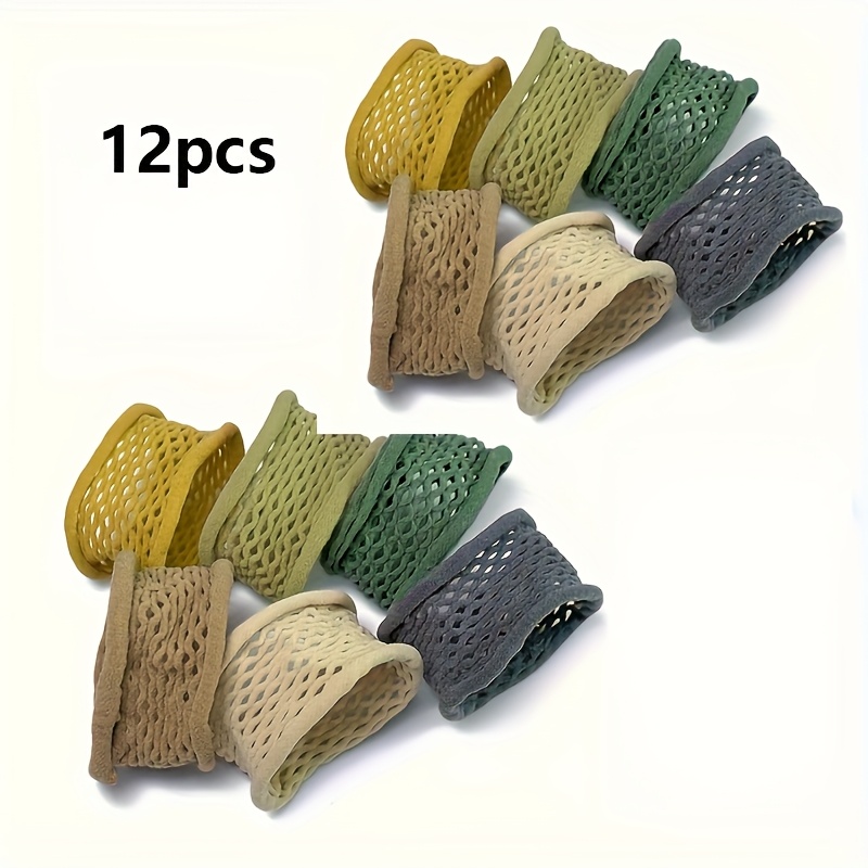 TEMU 12pcs Nuevos de Pelo Huecas y Anchas de Elasticidad, Moda de Malla, Bandas de Goma Sin Costuras, Cuerda para de Caballo, Accesorios para el