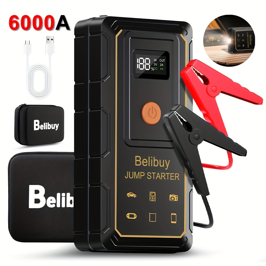 Image of Portable Car Emergency Starter Usb Charging, Rechargeable Battery, Emergency Power Supply, Black , Suitable For Off-road Vehicles And , Emergency Car Tool Compact Emergency Device Strong Structure