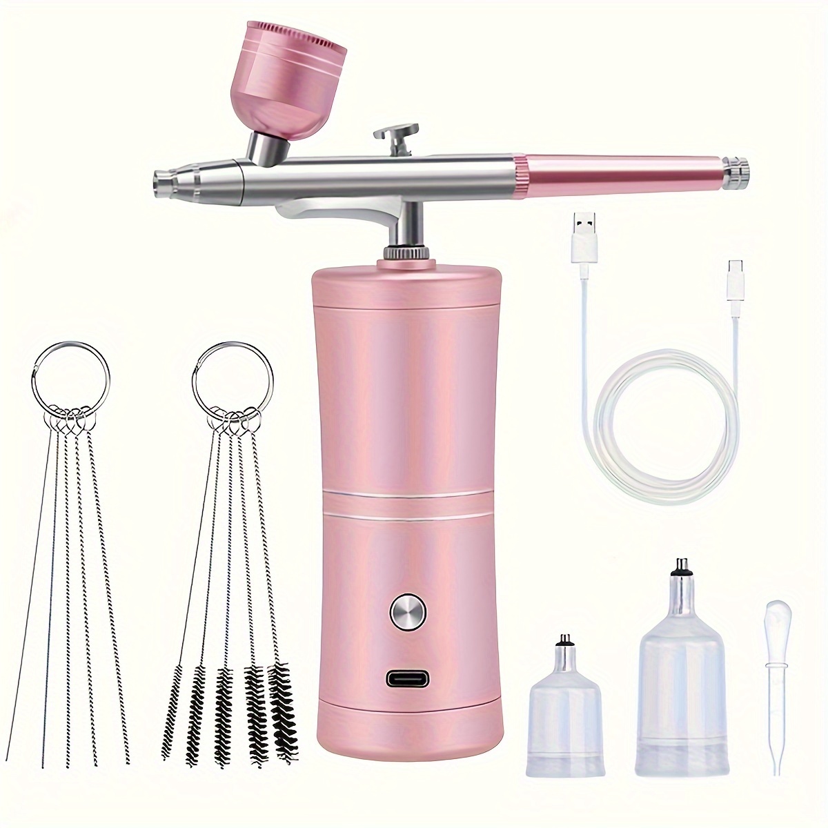 

Usb Rechargeable Mini Airbrush Kit: Portable, Versatile, And Safe Compressor For Crafts, Tattoos, Cake Decorating & More With Cleaning Kit