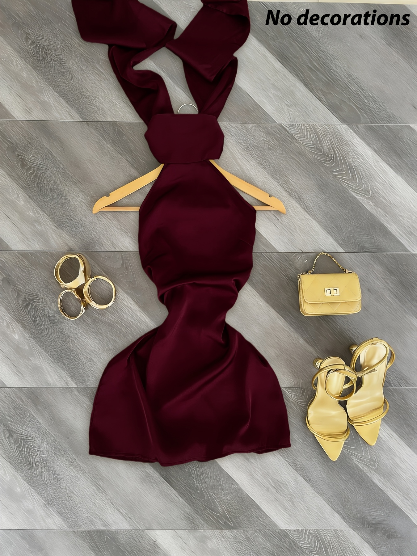 halter neck satin dress sold on Temu United States